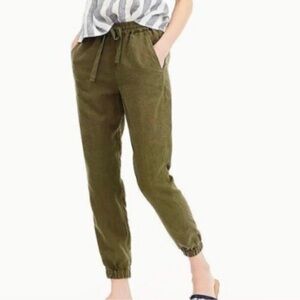 J CREW Point Sur seaside linen pant T12 Olive Green